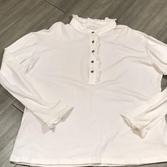 Upfsunshop Crisp White Long Sleeve Ruffle Henley size 3X - Picture 3 of 9